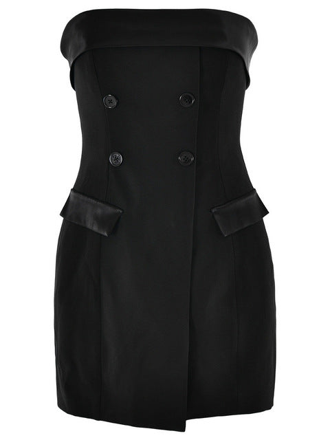 Elegant Suit Bodycon Women Dress  Autumn Winter New Sexy Strapless Skirt Fashion Party Club Backless Slim Dress