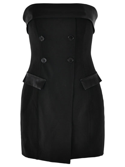 Elegant Suit Bodycon Women Dress  Autumn Winter New Sexy Strapless Skirt Fashion Party Club Backless Slim Dress