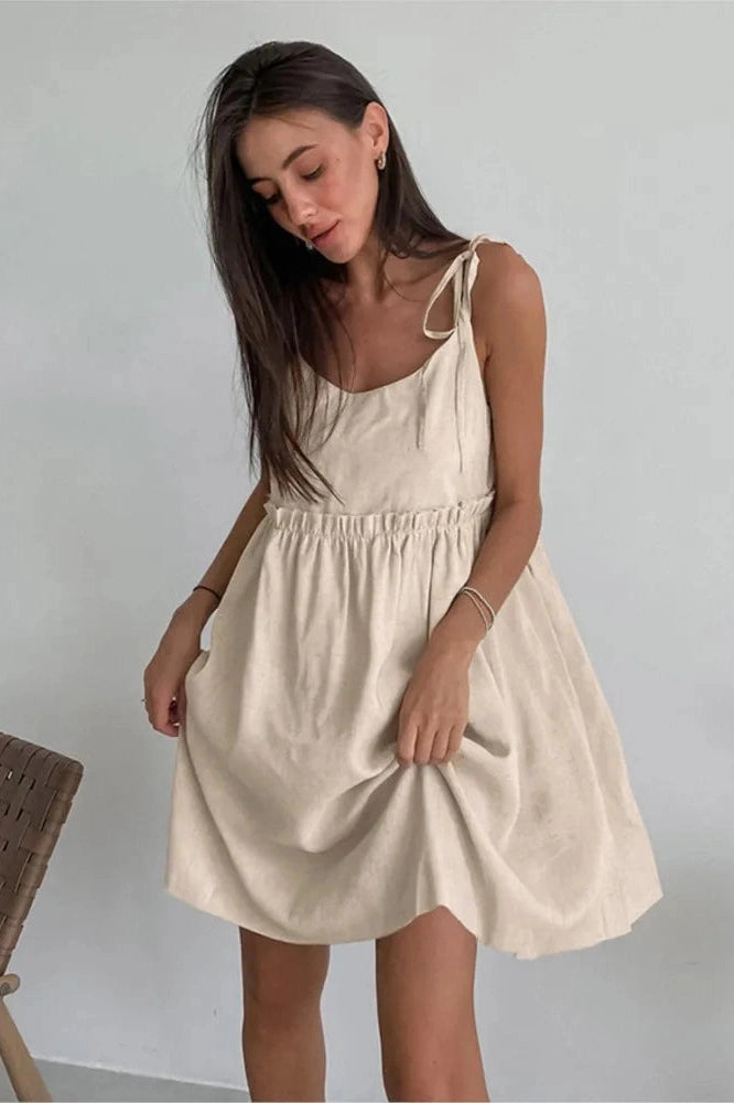 Lace-Up Spaghetti Strap A-Line Mini Dress