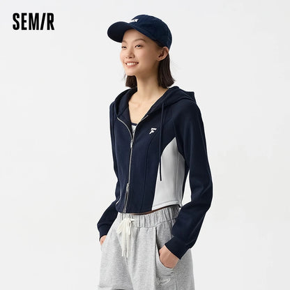 Outerwear Women Short Style Raglan-sleeved Vintage Simple Spring Slimming Skinny Hooded Jacket Sporty Style