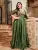 plus size V-neck embroidered lace medium long sleeve color contrast patchwork satin embellish buckle full skirt