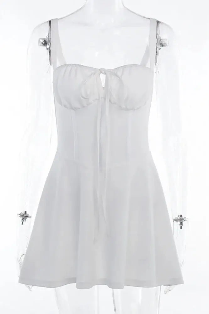 Spaghetti Strap Mini Dress with Lace-Up Detail