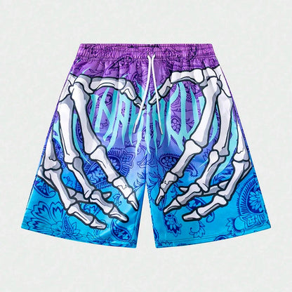 Skeleton Hand Print Shorts