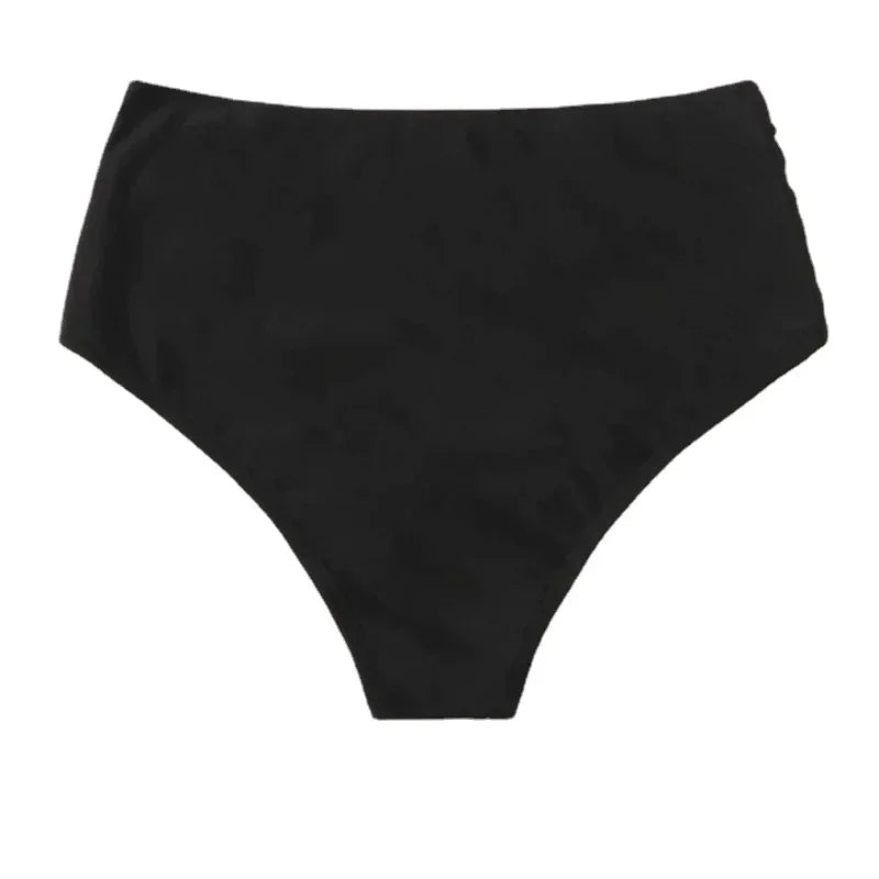 High Waist Ruched Bikini Bottoms Women Tummy Control Swimsuit Briefs Pants Solid Beachwear Spandex Beach Style Summer