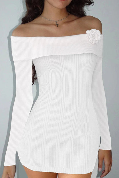 Off Shoulder Long Sleeve Mini Dress