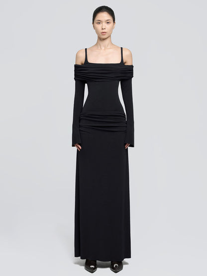 Elegant Long Sleeved Bodycon Party Evening Dress For Women Double Layered Tight Female Vestido Autumn New  Clothing