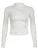 Asymmetrical Twist Half High Collar Elegant White T Shirt Women Solid Slim Long Sleeve Simple Basic Spring Autumn Tees