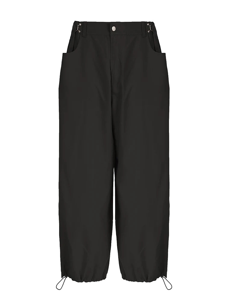 Street Style Casual Loose Adjustable Waist Baggy Cargo Pants Women Fashion Streetwear