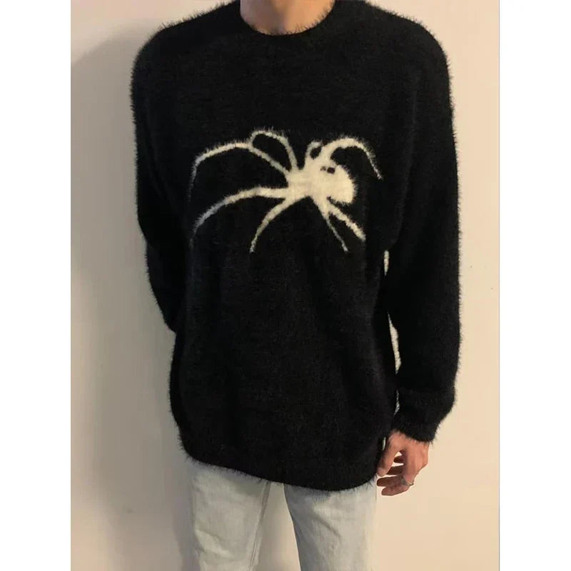 Winter Harajuku Animal Sweaters Casual Spider Knitwear Tops Long Sleeve Pullover Y2K All Match Clothes