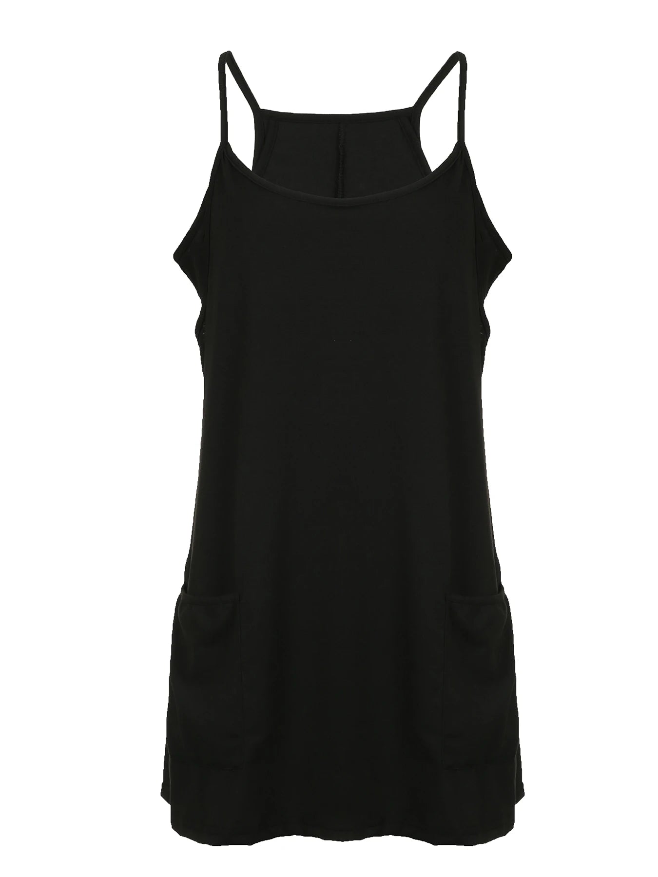 Black Solid Two Layers Wide Leg Rompers Womens Summer Vacation Casual Loose Sleeveless Dress Playsuits