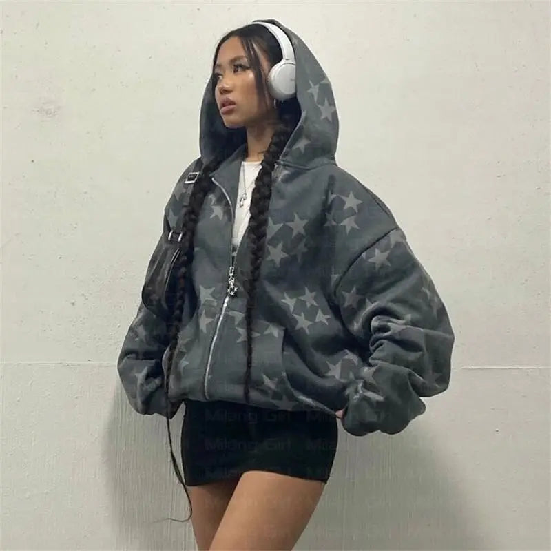 Star Graphic Grunge Hoodie