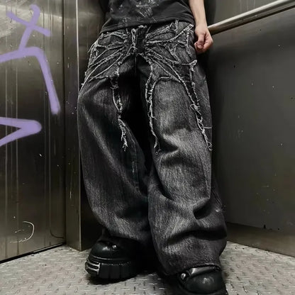 Gothic Embroidered Wide Leg Pants
