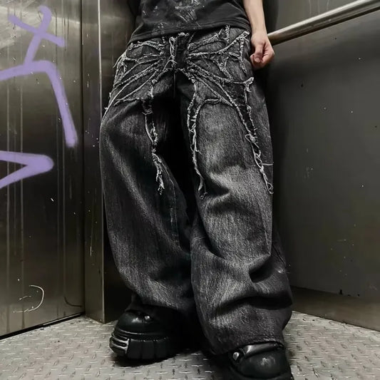 Gothic Embroidered Wide Leg Pants