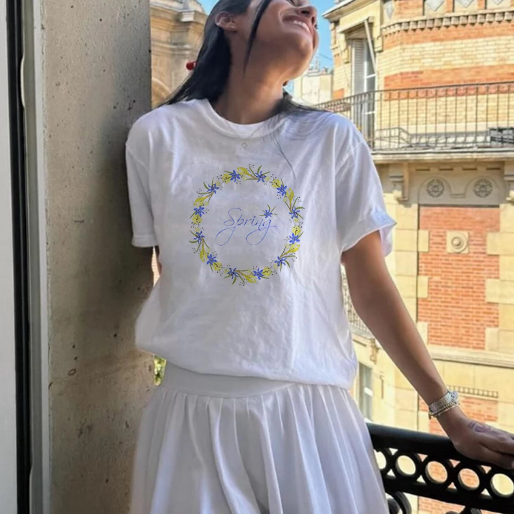 Europe and the United States street new print season art text short sleeve women Y2K women’s T-shirt vest halter