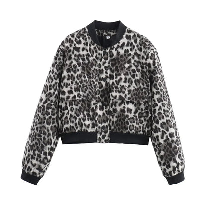 Basic Stand Collar Women Jacket Long Sleeve Cardigan Button Up Cropped Coat Baseball Outerwear Autumn Winter Clothes