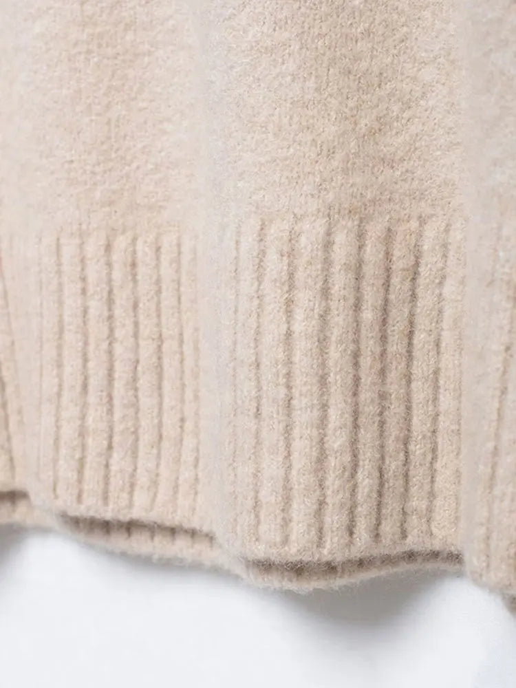 Casual Knitted O-neck Sweaters Women Retro Loose Solid Pullover Sweater Female Autumn Chic Elegant Street All-matching Tops