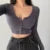 Sexy Women’s V-Neck Tank Tops T-Shirt Short Sleeve Solid Color Button Crop Top Clubwear Top Summer Slim Short T-Shirt For Womens