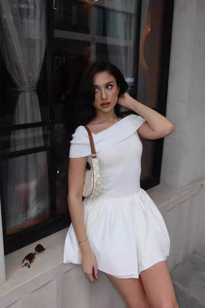 Strapless High Waist A-Line Mini Dress