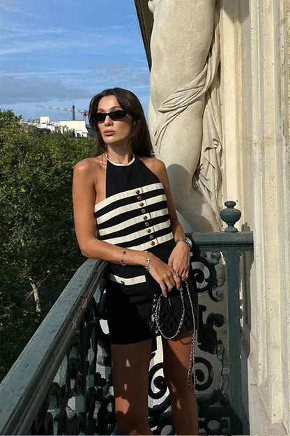 Sleeveless O Neck Slim Fit Mini Dress with Straps