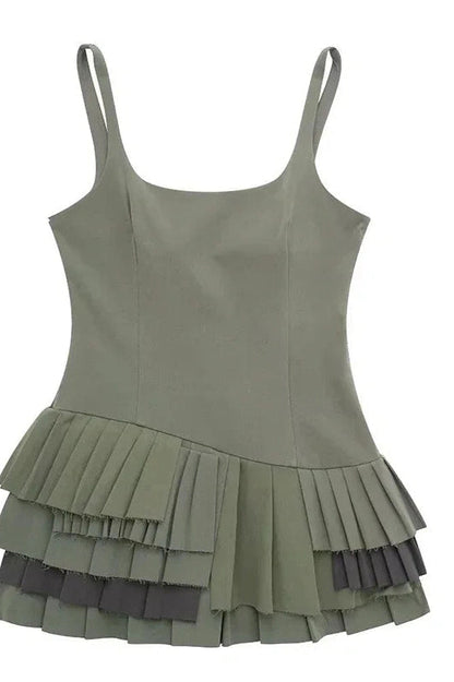 Elegant Square Collar Sleeveless Mini Dress