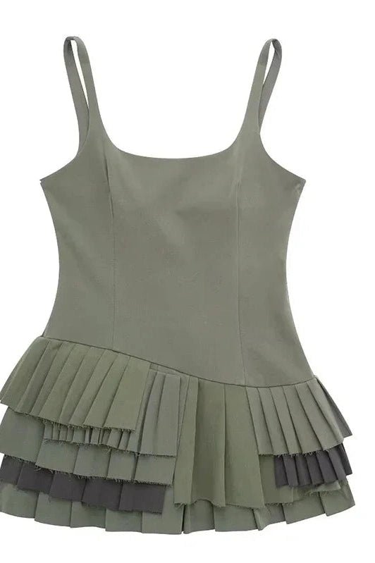 Elegant Square Collar Sleeveless Mini Dress