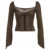 Hotsweet Lace Trim V-Neck Brown Long Sleeve Blouses Bow Lace Up Flared Sleeve Slim Chic Y2k Autumn New T-Shirt
