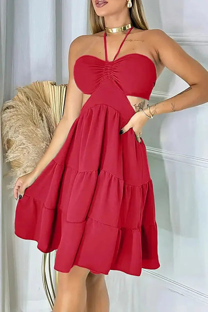 Halter Hollow Mini Dress