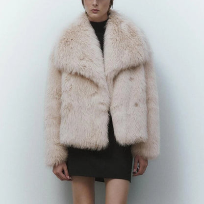 Chic Ins Blogger Brand Fashion Fake Fox Fur Jacket Coat Women  Winter Luxury Design Big Collar Fur Coats Cool Girls Overcoat