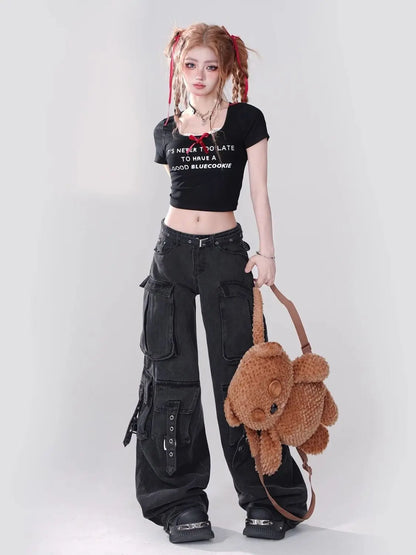 Black Cargo Pocket Pants