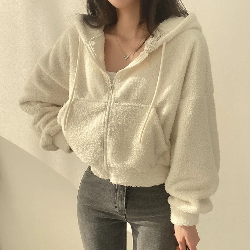Lamb Fur Velvet Trim Coat