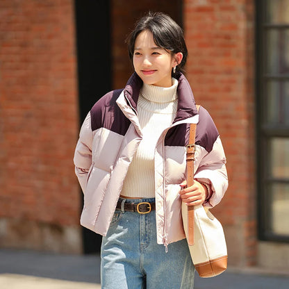 Down Jacket Women Waterproof Loose Simple  New Winter Stand-Up Collar Outerwear Down Jacket