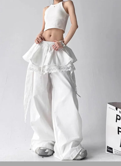 Lace Patchwork Cargo Pants