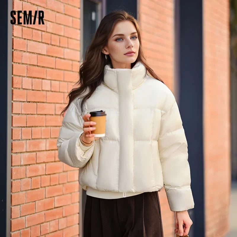 Down Jacket Women Waterproof Loose Simple  New Winter Stand-Up Collar Outerwear Down Jacket