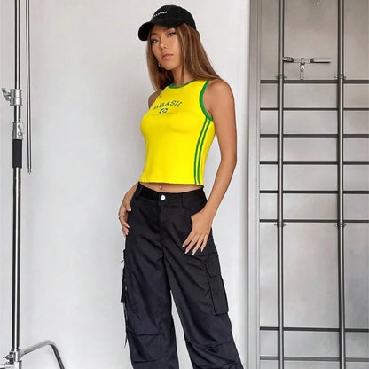 Short slim letters Europe and the United States top Y2K women’s summer vest crop sexy clothing street