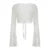 Women Trumpet Sleeves Sunscreen Cardigans Fashion Y2K V Neck Cropped Top Streetwear Knitted White Lace-up Tee Shirt