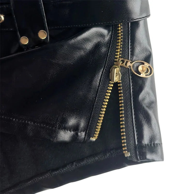Vintage Belted PU Shorts