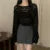 Vintage Hollow Out T-shirt Casual Knit Sweater Loose Y2K T-shirt Crewneck Thin Sweater Autumn Pullovers Fashion Streetwear