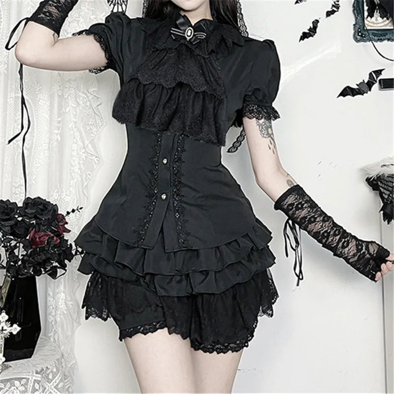 Lace Patchwork Slim Fit Blouse
