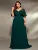 plus size V-neck See-through trumpet sleeve embroidered chiffon full skirt Evening gown Ball dress Party dress