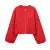 Retro Solid Woolen Women’s Bomber Jacket Long Lantern Sleeves Pockets O-neck Loose Female Coat  Autumn High Street Outwears