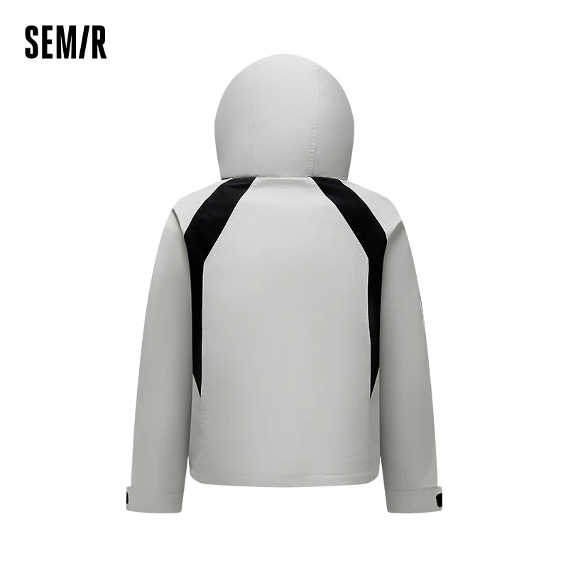 Down Jacket Women Contrast Color Patchwork Trendy and Cool Popular Garment Spring Three-Proof Loose Hooded Outerwear
