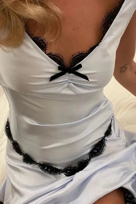 Lace Sleeveless Backless Mini Dress