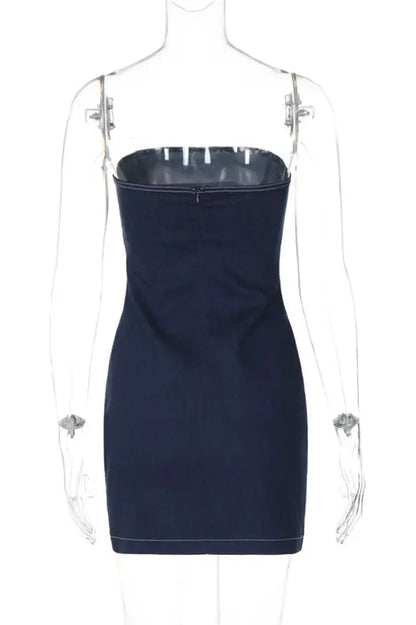 Denim Backless Mini Dress