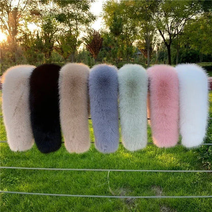 New Faux Fox Fur Collar Winter Women Fake Fur Scarf Shawls for Coat Warmer Decor Furry Hood Trims Parkas Jacket Fur Scarves