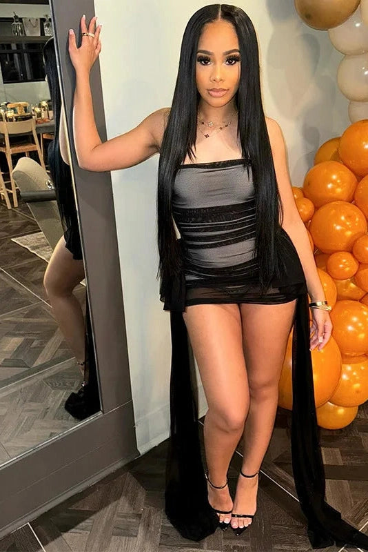 Sleek Sleeveless Straps Mini Dress
