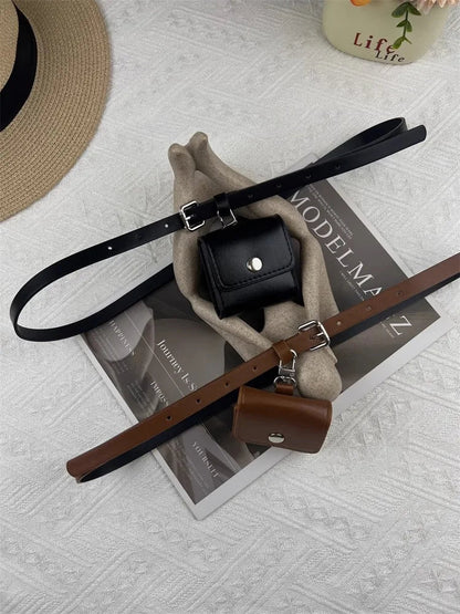 Solid Vintage Mini Handbags All Match Y2k Aesthetic Simple Belt Top-Handle Bags Casual Waist Packs Trendy