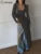 Solid Super Long Tops Women Casual Fashion Full Sleeve Square Neck Splited Skinny Tees Solid Concise Female Classic Wear
