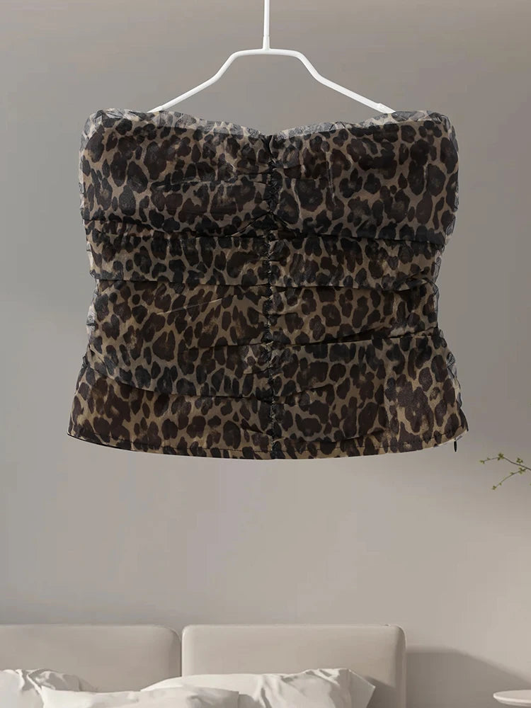 Leopard Print Tube Tops Streetwear Urban Aesthetic Commuting Retro Sexy Y2k Crop Tops Comfortabled  Summer Women’s Tube Tops