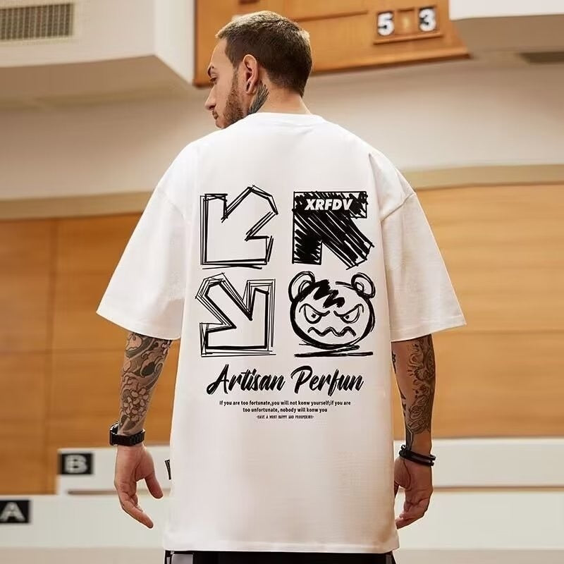 Casual Cotton T Shirt Loose T-shirts Breathable Y2k Tops Hippie Clothes Streetwear Harajuku Short Sleeve Tee FASHION