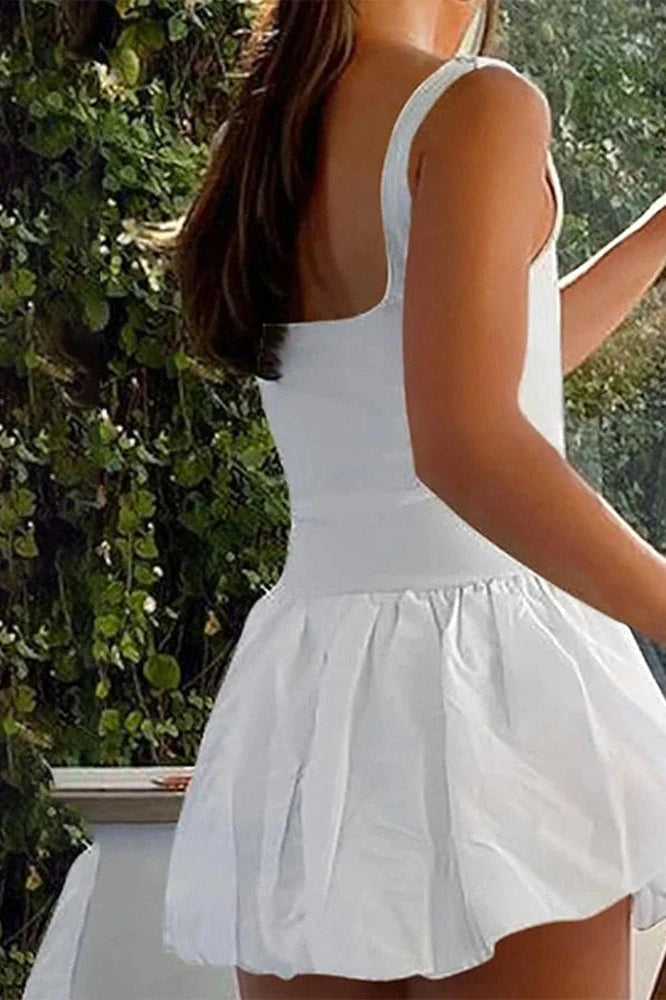 Sleeveless A-Line Mini Dress with High Waist Straps
